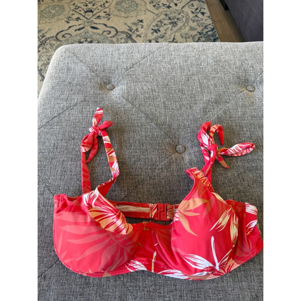 Roxy Womens Seaside Tropics Underwire Bikini Top Red Pink XL Tie Strap